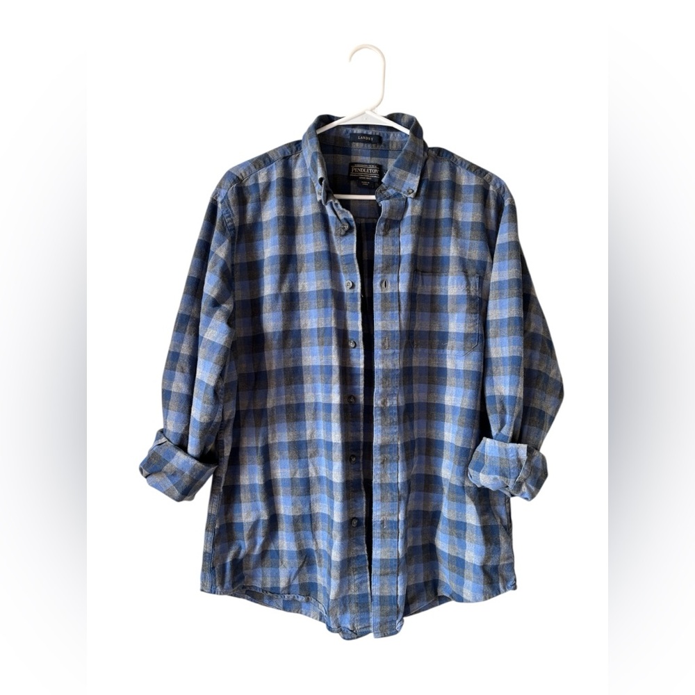 Pendleton Landry Blue Plaid Flannel Shirt Men’s L
